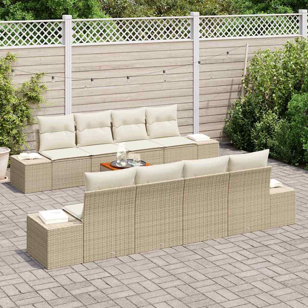 Havesofa Sæt 9 stk. Beige og creme polyrattan