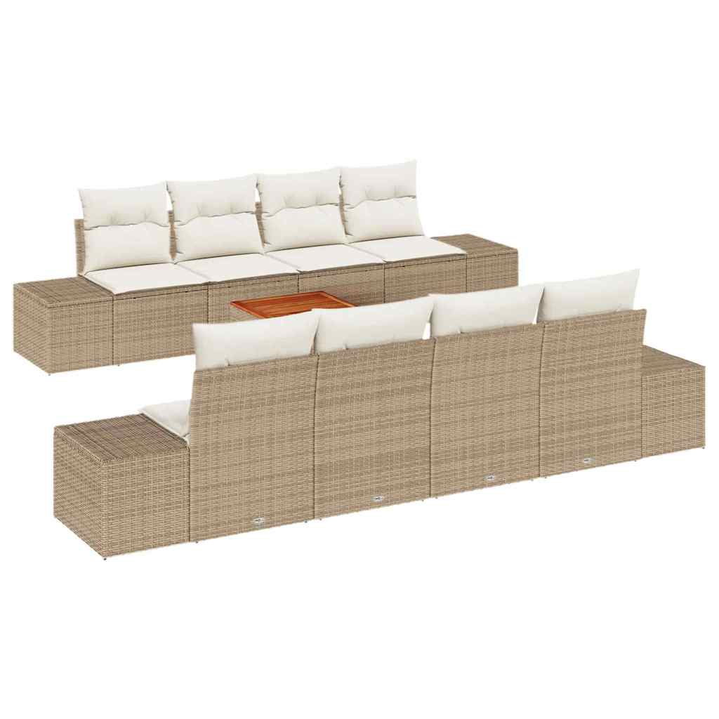 Havesofa Sæt 9 stk. Beige og creme polyrattan