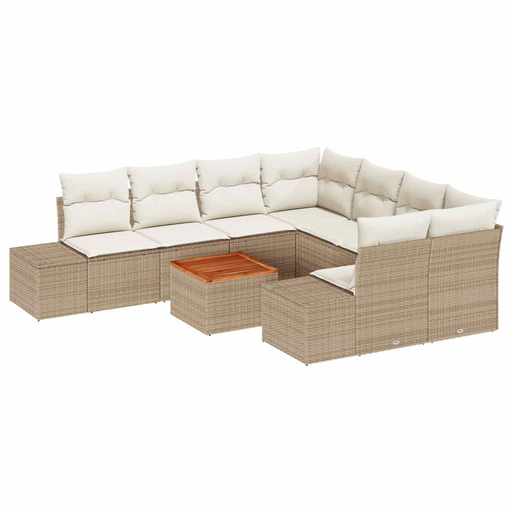 Havesofa Sæt med opbevaring 9 pcs Beige og creme polyrattan