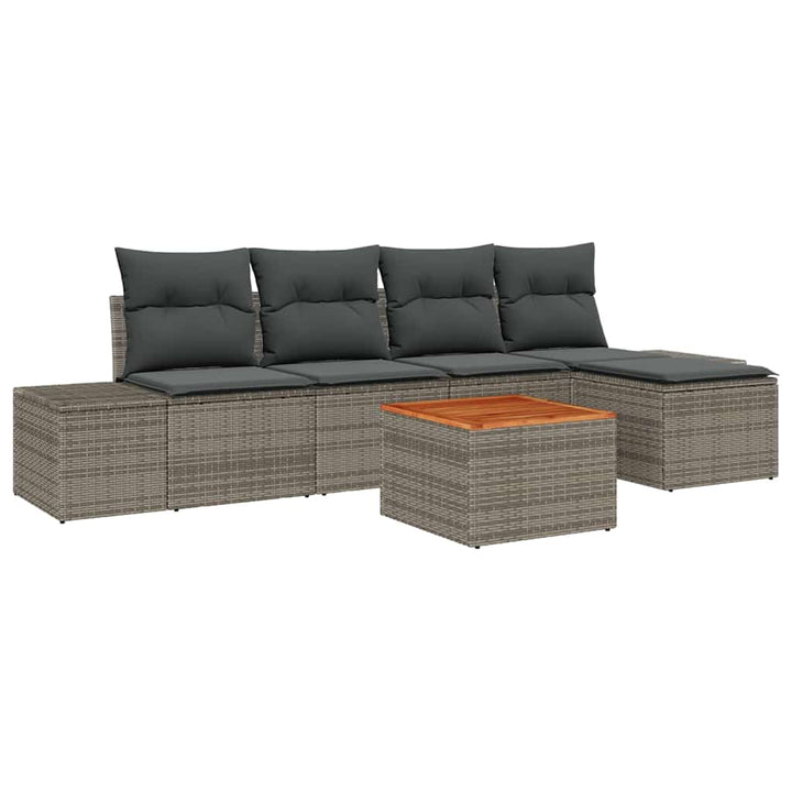 Havesofa Sæt med opbevaring 6 pcs Grå polyrattan