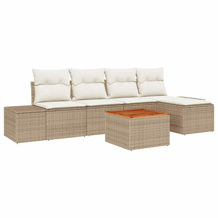Havesofa Sæt 6 stk. Beige og creme polyrattan