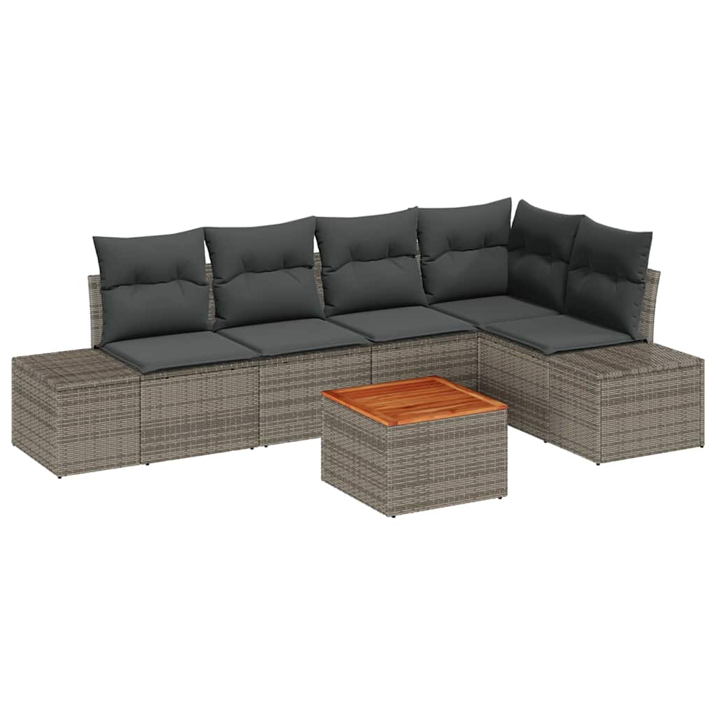 Havesofa Sæt med opbevaring 6 pcs Grå polyrattan