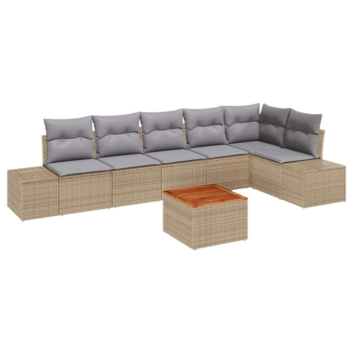 Havesofa Sæt med opbevaring 7 pcs Beige og lys grå polyrattan