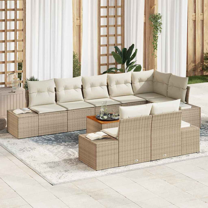 Havesofa Sæt med opbevaring 9 pcs Beige og hvid