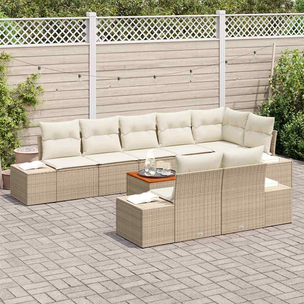 Havesofa Sæt med opbevaring 9 pcs Beige og hvid