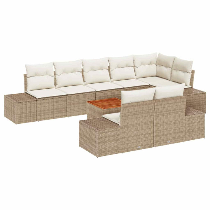 Havesofa Sæt med opbevaring 9 pcs Beige og hvid