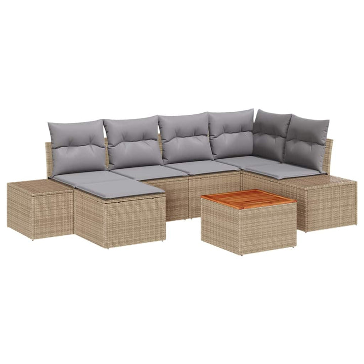 Havesofa Sæt 7 pcs beige og lysegrå