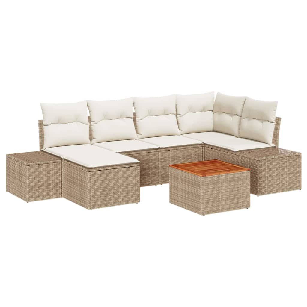 Havesofa Sæt 7 pcs Beige og hvid