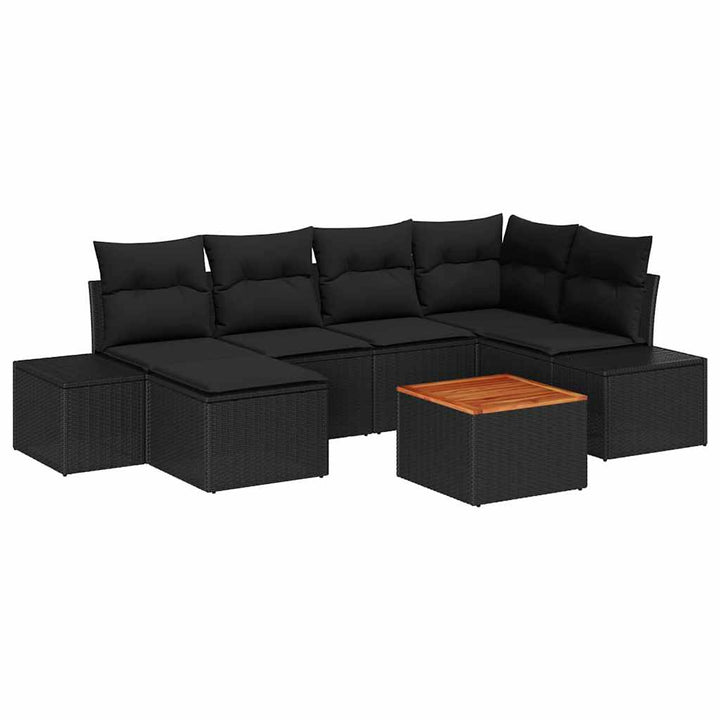 Havesofa Sæt 7 pcs Sort