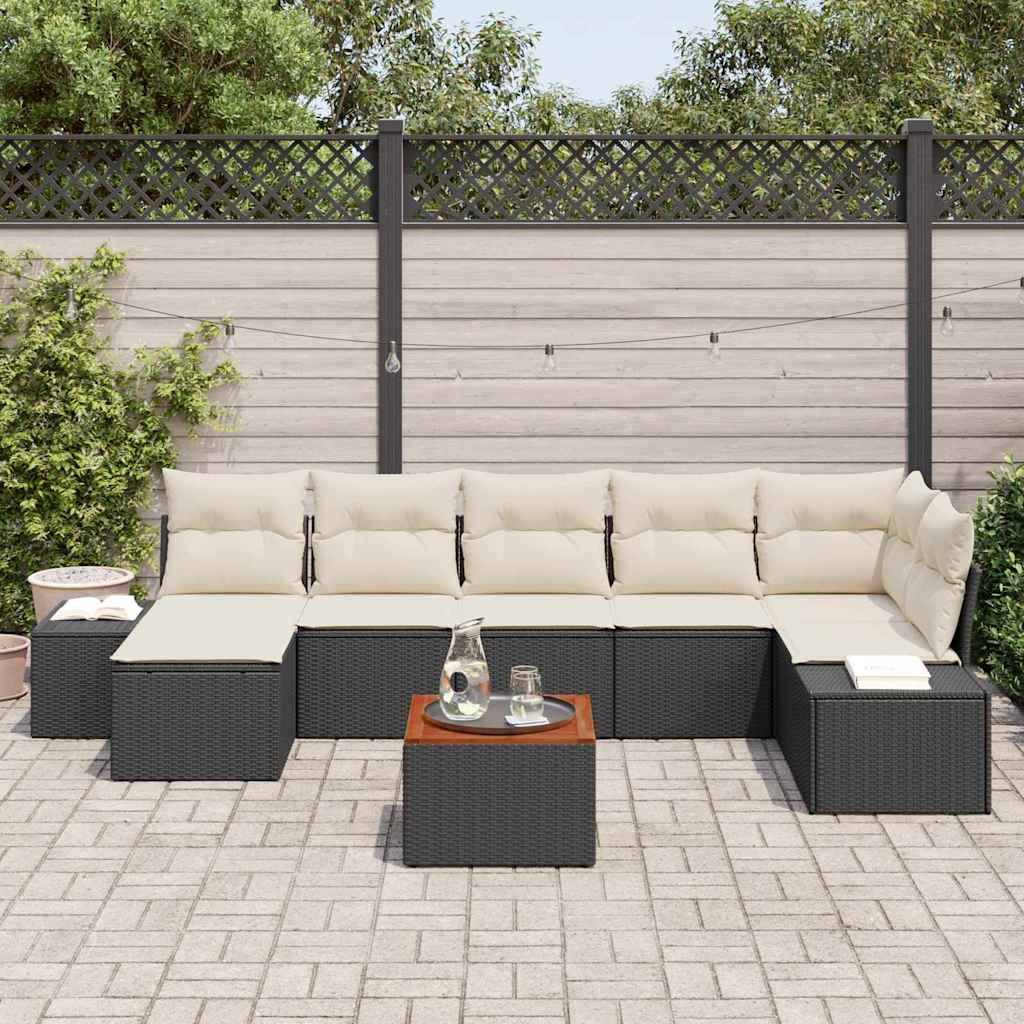 Havesofa Sæt 8 pcs Sort og hvid