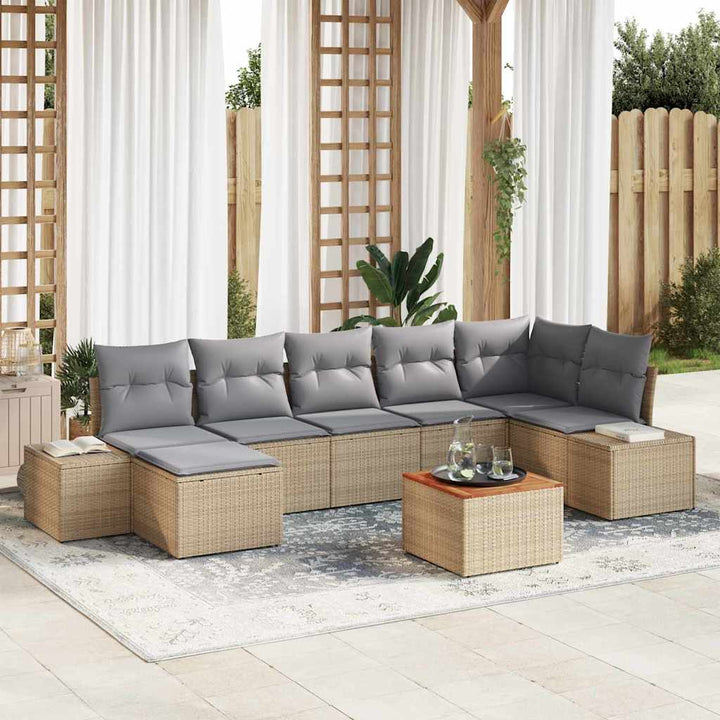 Havesofa Sæt 8 pcs beige og lysegrå