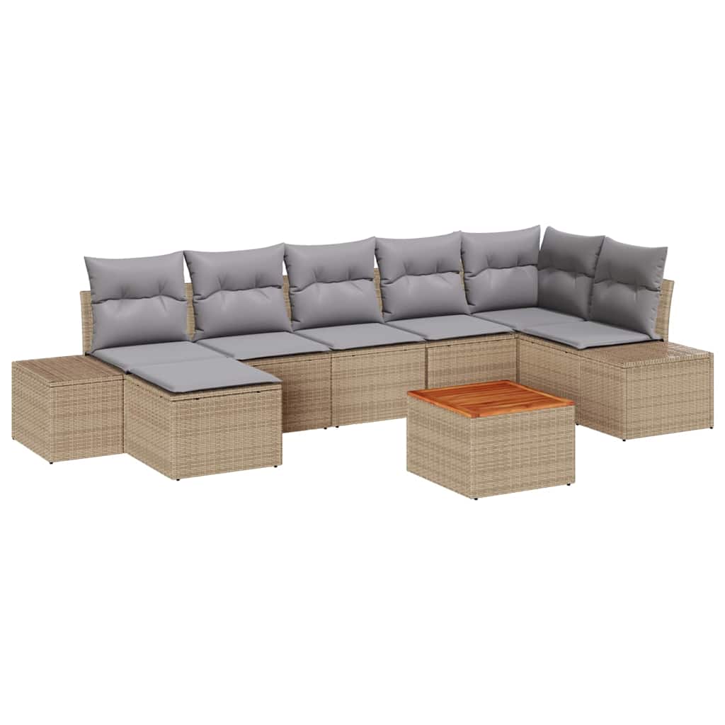 Havesofa Sæt 8 pcs beige og lysegrå