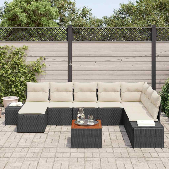 Havesofa Sæt 9 pcs Sort og hvid