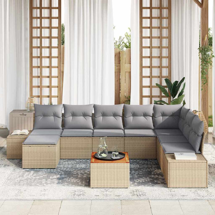 Havesofa Sæt 9 pcs beige og lysegrå