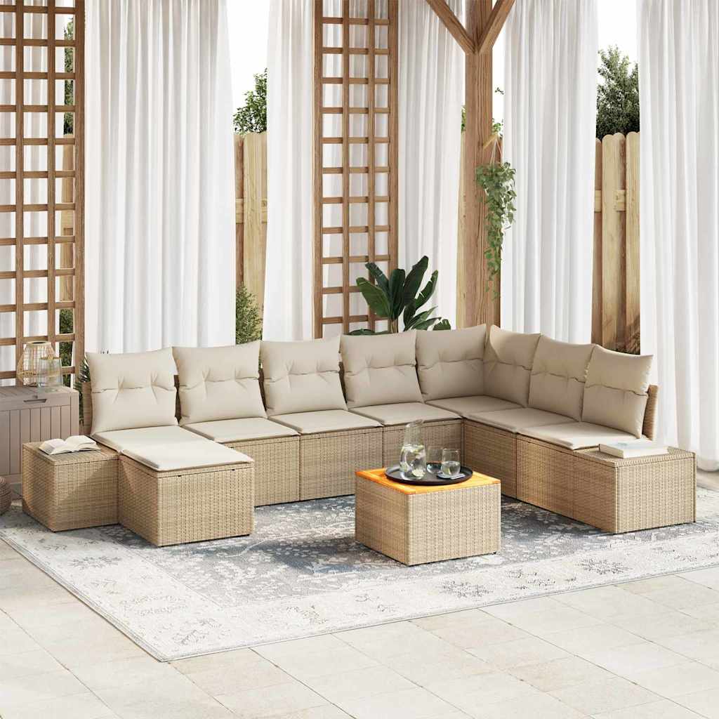 Havesofa Sæt 9 stk. Beige og hvid