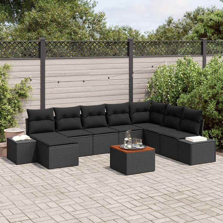 Havesofa Sæt 9 pcs Sort