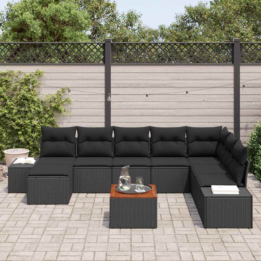 Havesofa Sæt 9 pcs Sort