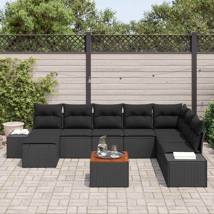 Havesofa Sæt 9 pcs Sort