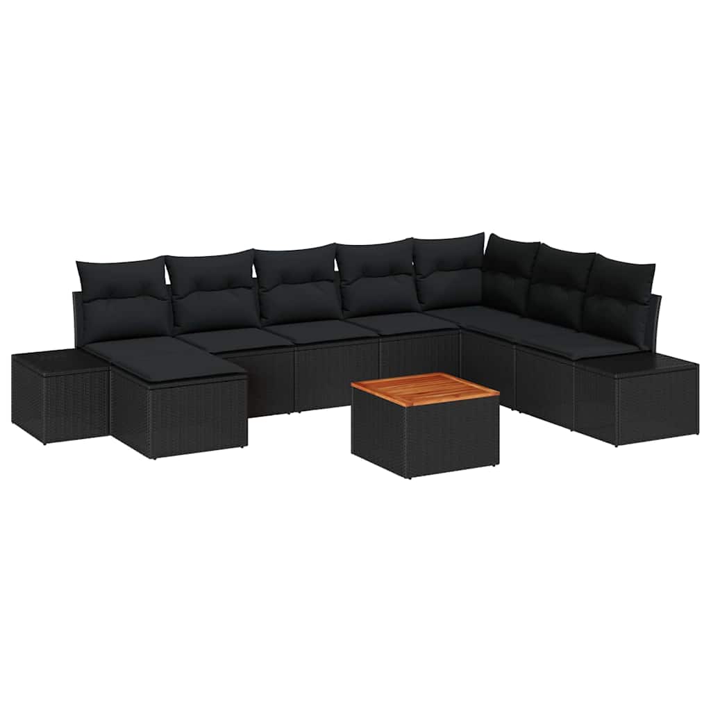 Havesofa Sæt 9 pcs Sort