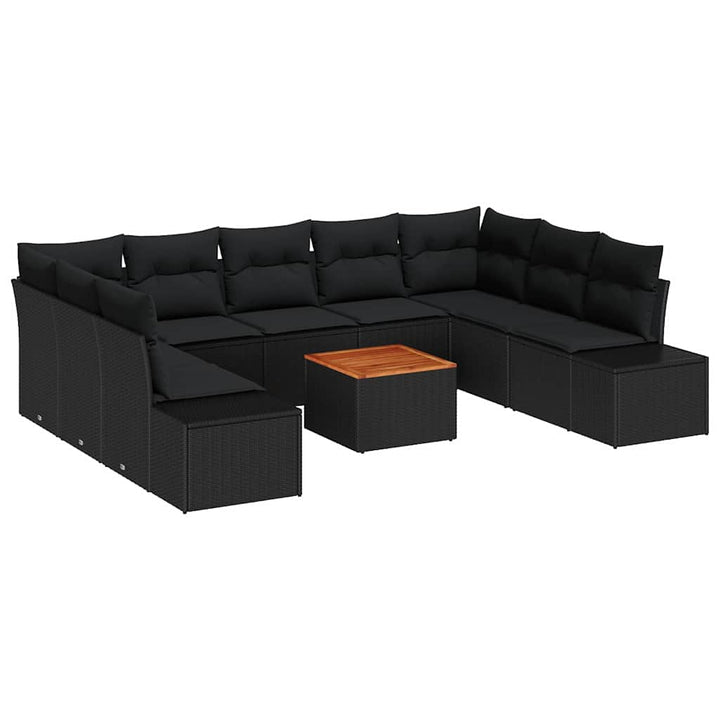 Havesofa Sæt med opbevaring 10 pcs Sort