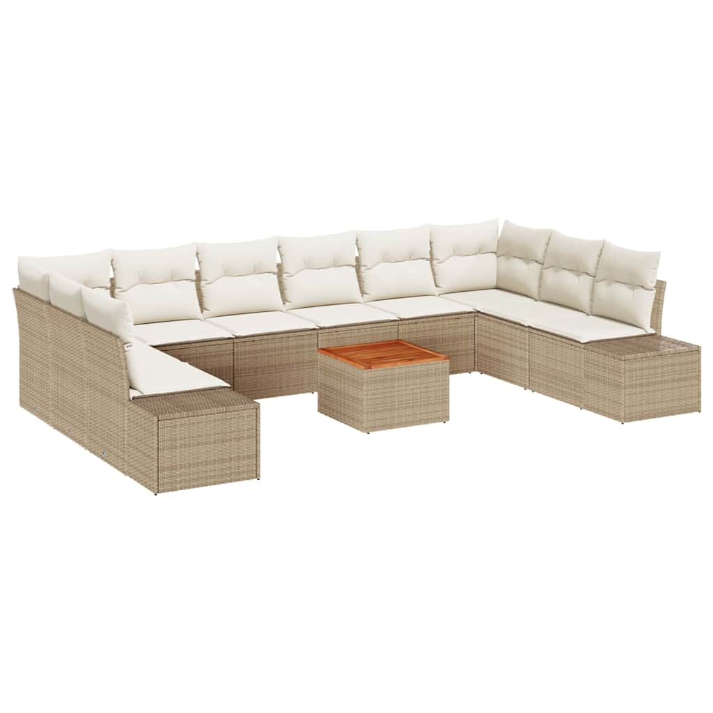 Havesofa Sæt med opbevaring 11 pcs Beige og hvid
