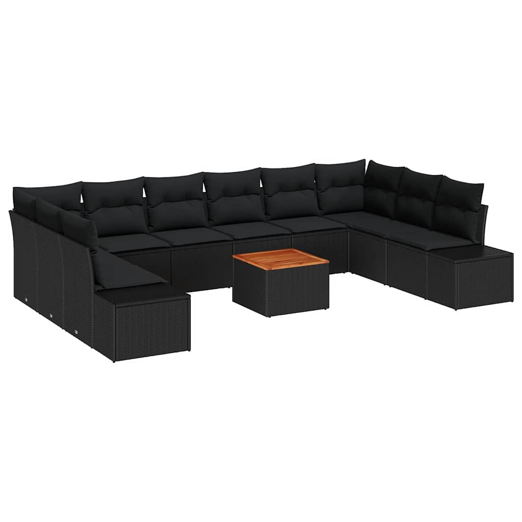 Havesofa Sæt med opbevaring 11 pcs Sort