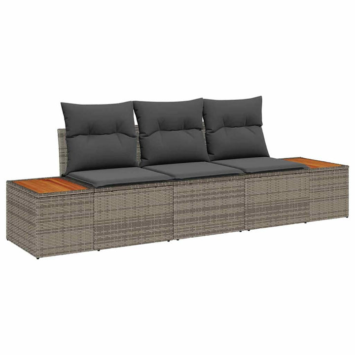 Havesofa Sæt med opbevaring 3 pcs Grå Poly rattan