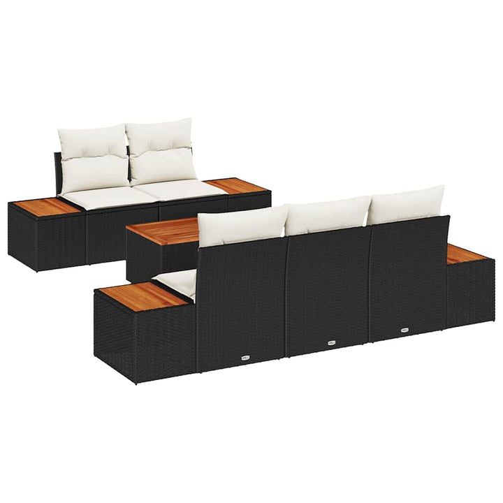 Havesofa Sæt med opbevaring 6 pcs Sort Poly rattan