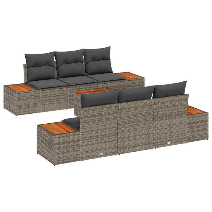 Havesofa Sæt med pude med opbevaring 7 pcs Grå Poly rattan