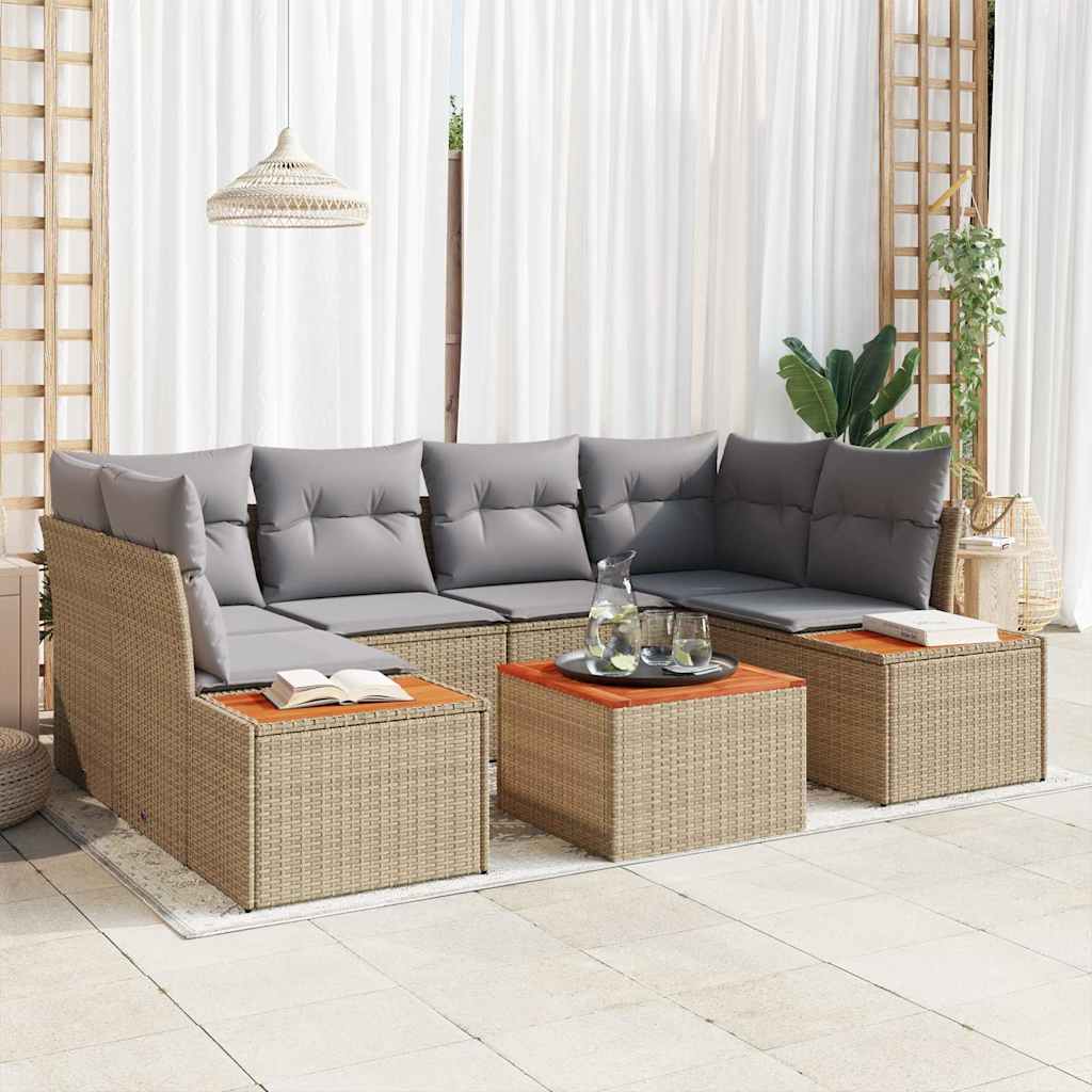 Havesofa Sæt med pude med opbevaring 6 pcs Beige Poly rattan
