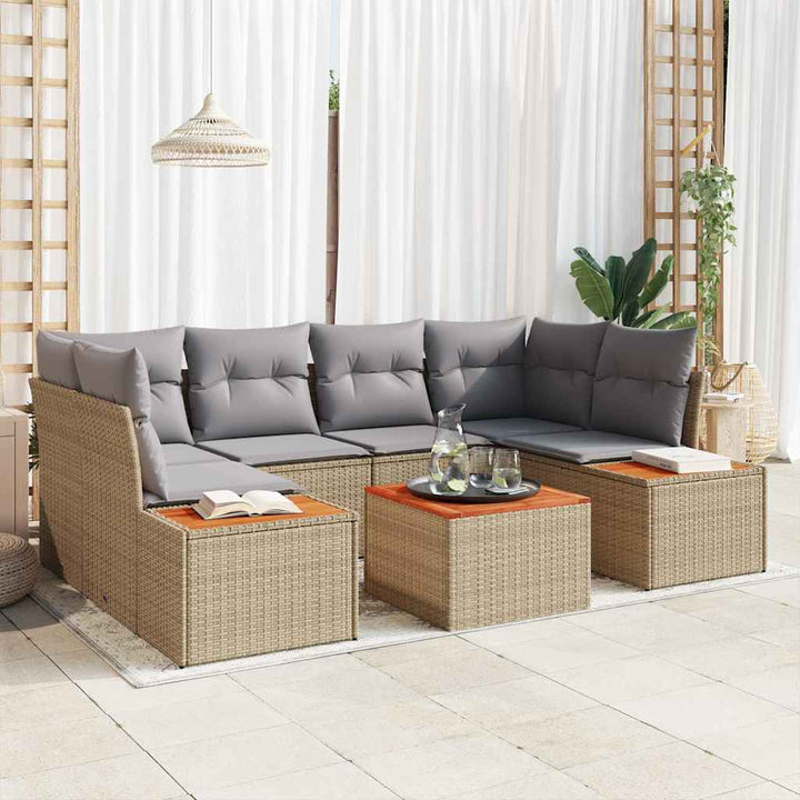 Havesofa Sæt med pude med opbevaring 6 pcs Beige Poly rattan