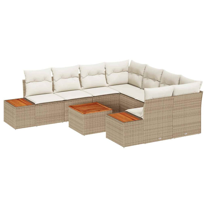 Havesofa Sæt med opbevaring 9 pcs Beige Poly rattan