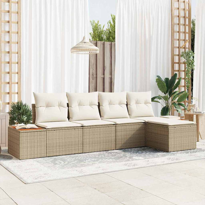 Havesofa Sæt 6 stk. 5-Antal sæder Beige og creme Polyrattan