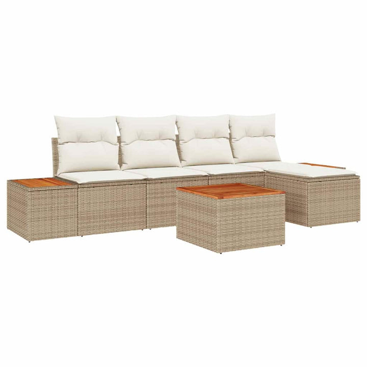 Havesofa Sæt 6 stk. 5-Antal sæder Beige og creme Polyrattan