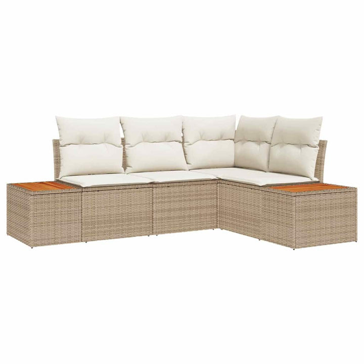 Havesofa Sæt 4 stk. 4-Antal sæder Beige og creme Polyrattan