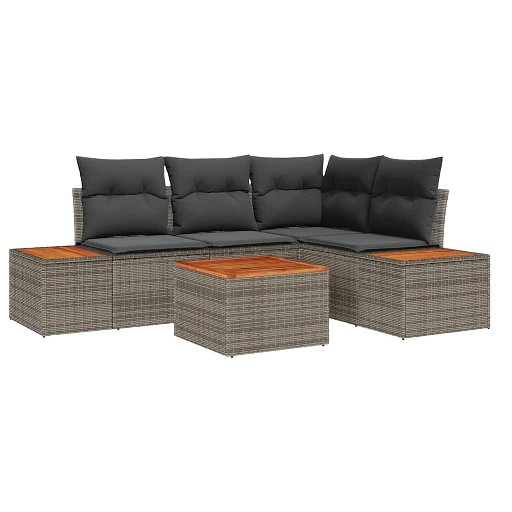 Havesofa Sæt med pude med opbevaring 4 pcs Grå Polyrattan