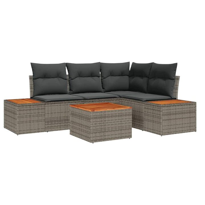 Havesofa Sæt med pude med opbevaring 4 pcs Grå Polyrattan