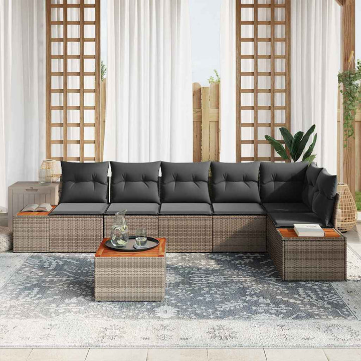 Havesofa Sæt med pude med opbevaring 6 pcs Grå Polyrattan