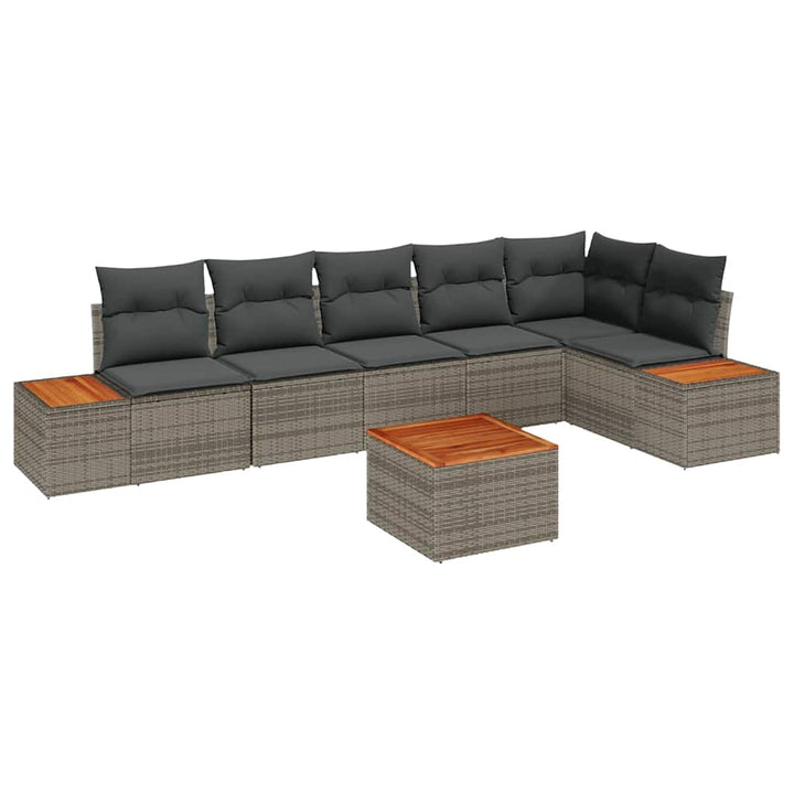 Havesofa Sæt med pude med opbevaring 6 pcs Grå Polyrattan