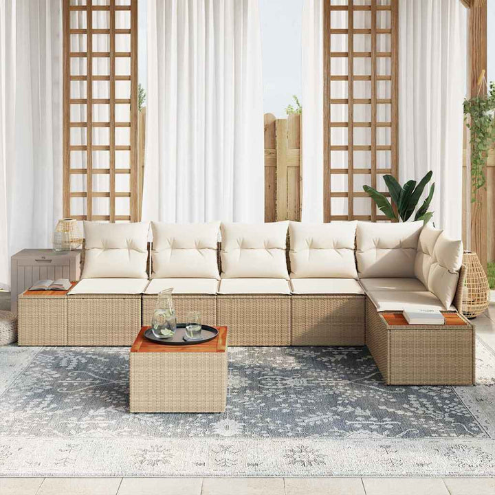 Havesofa Sæt 6 stk. 6-Antal sæder Beige og creme Polyrattan