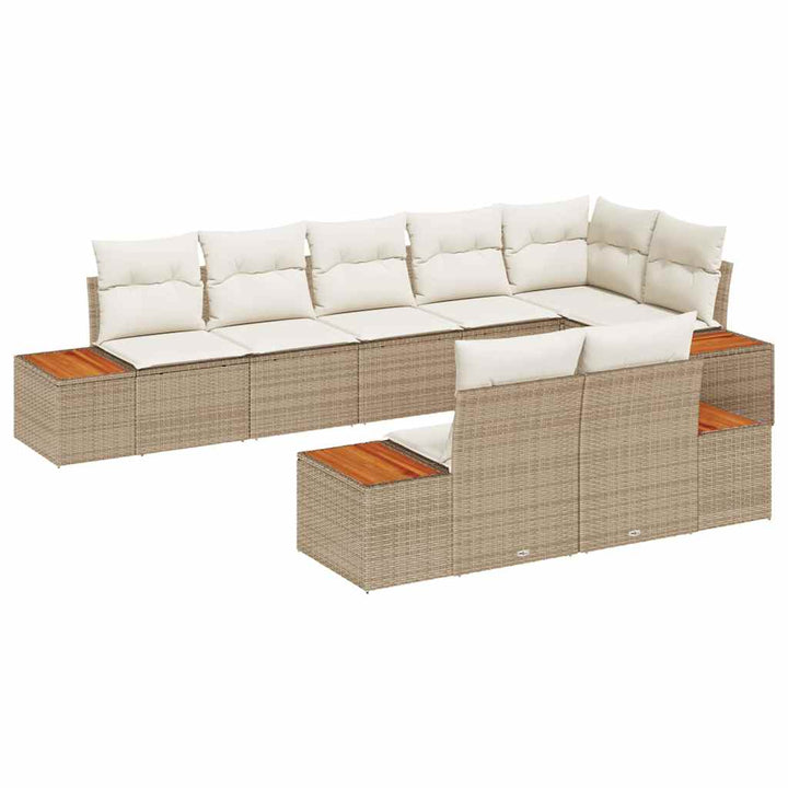 Havesofa Sæt med pude 8 pcs Beige og creme Polyrattan
