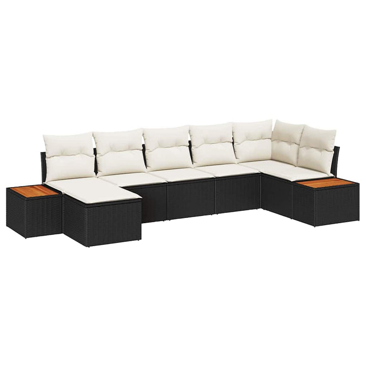 Havesofa Sæt med pude 8 pcs Sort og Cream Polyrattan