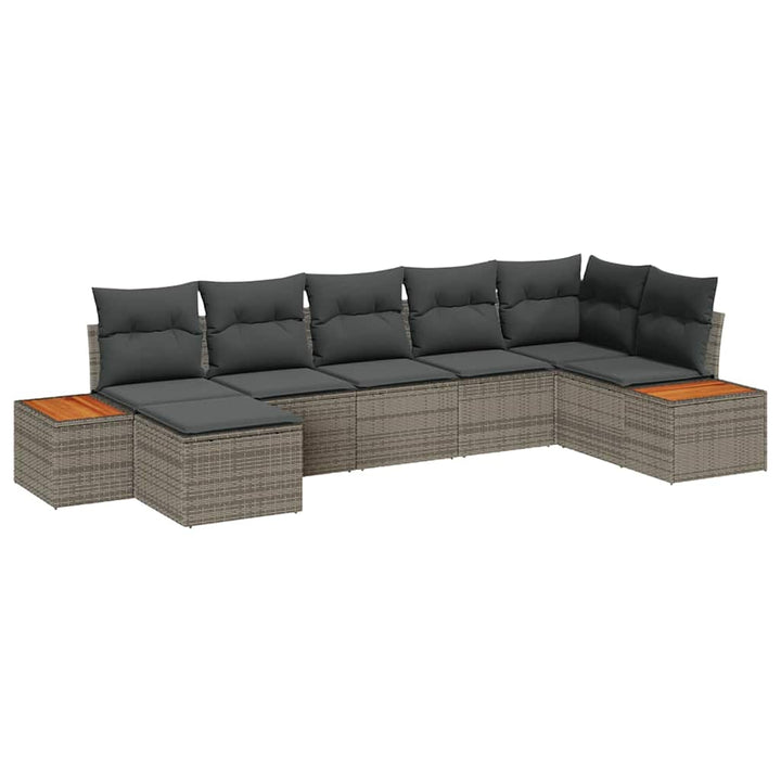 Havesofa Sæt med pude med opbevaring 8 pcs Grå Polyrattan