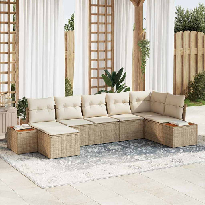 Havesofa Sæt 8 stk. 7-Antal sæder Beige og creme Polyrattan