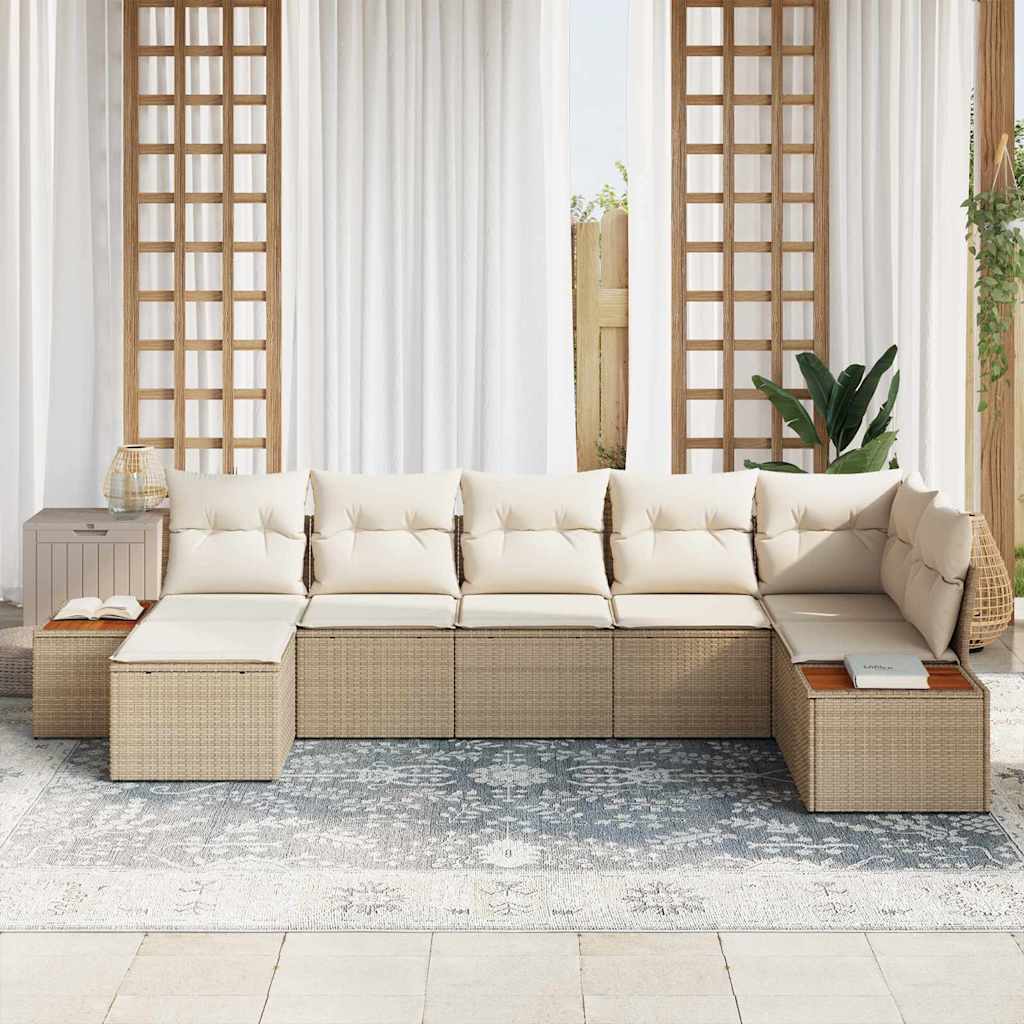 Havesofa Sæt 8 stk. 7-Antal sæder Beige og creme Polyrattan