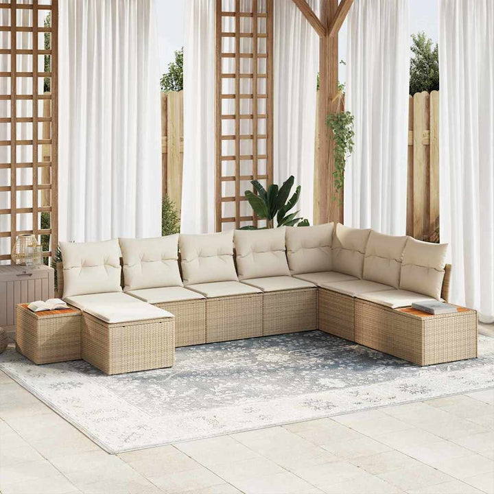 Havesofa Sæt 9 stk. 8-Antal sæder Beige og creme Polyrattan