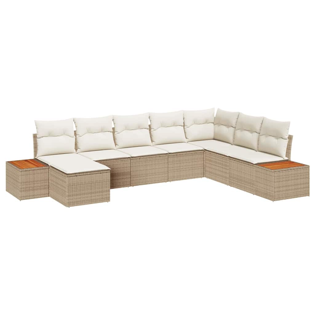 Havesofa Sæt 9 stk. 8-Antal sæder Beige og creme Polyrattan