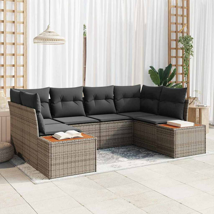 Havesofa Sæt 6 stk. 6-Antal sæder Grå Polyrattan