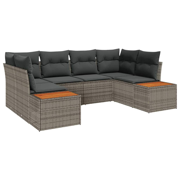 Havesofa Sæt med pude med opbevaring 6 pcs Grå Polyrattan