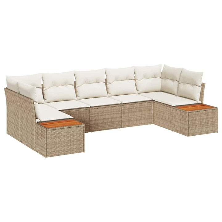 Havesofa Sæt med pude 7 pcs Beige og creme Polyrattan